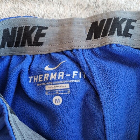 NIKe Mens Track Pants Medium Blue Therma Fit Embroidered Swoosh Athleisure 16527 - Picture 3 of 11